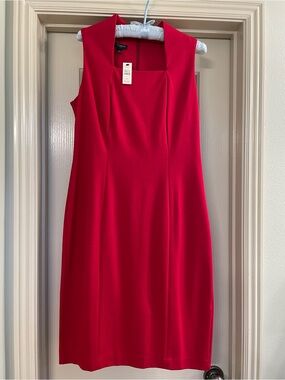 NWT Talbots Sleeveless Red Sheath Ponte Knit Dress